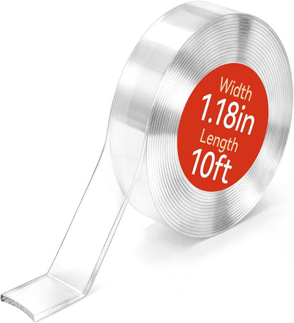 Comix Double Sided Tape Heavy Duty, 1.18" x 120"(10ft), Removable Washable Nano Tape, Residue-Free, Multipurpose Reusable Gel Mounting Tape, 1 Roll