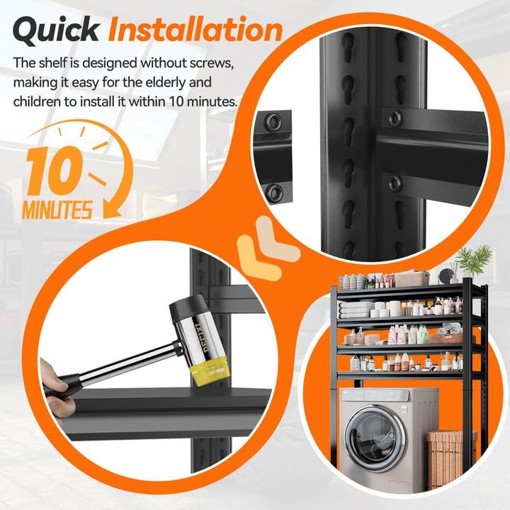 Over Washer and Dryer Shelves, Laundry Room Shelves Adjustable Metal Heavy Duty Freestanding Storage Shelves, Washing Machine Rack for Organization and Storage, Black (Black, 63''H*35.43''W*11.81''D)