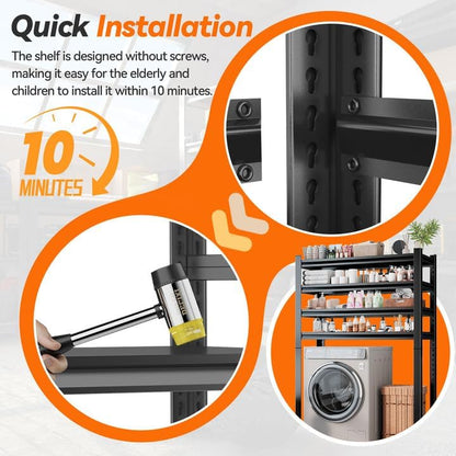 Over Washer and Dryer Shelves, Laundry Room Shelves Adjustable Metal Heavy Duty Freestanding Storage Shelves, Washing Machine Rack for Organization and Storage, Black (Black, 63''H*35.43''W*11.81''D)