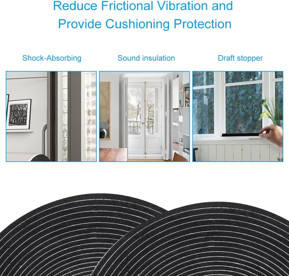 Seal Foam Tape,1/2 Inch W x 1/8 Inch T Weather Stripping for Door and Window,High Density Single Sided Closed Cell Door Insulation Weather Strip, 3 Rolls Total 50FT Black
