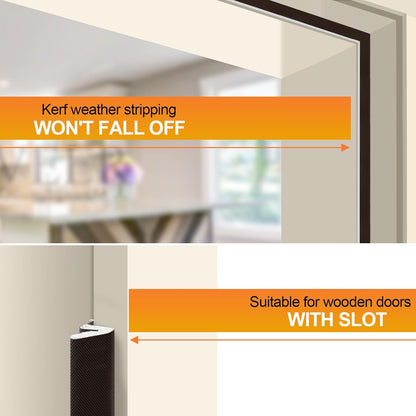 40FT Kerf V‑Shaped Weather Stripping Door Seal, Press‑in Seal for Pre‑Cut Slot Doors, Not Self‑Adhesive, Soundproof Draft Blocker for Exterior Front Doors, Fits Large Gaps, Easy DIY Install (White)