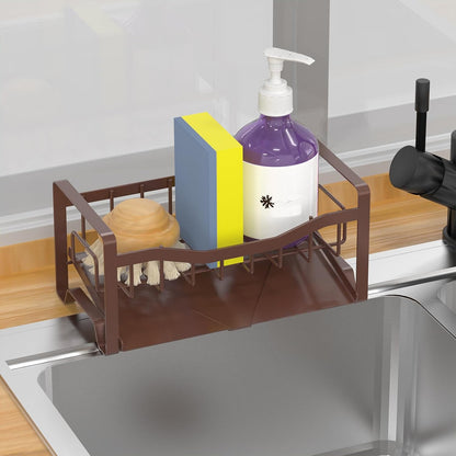 Maifan Stainless Steel Kitchen Sink Caddy Organizer with Auto Drain Tray, Sponge Holder for Countertop Storage