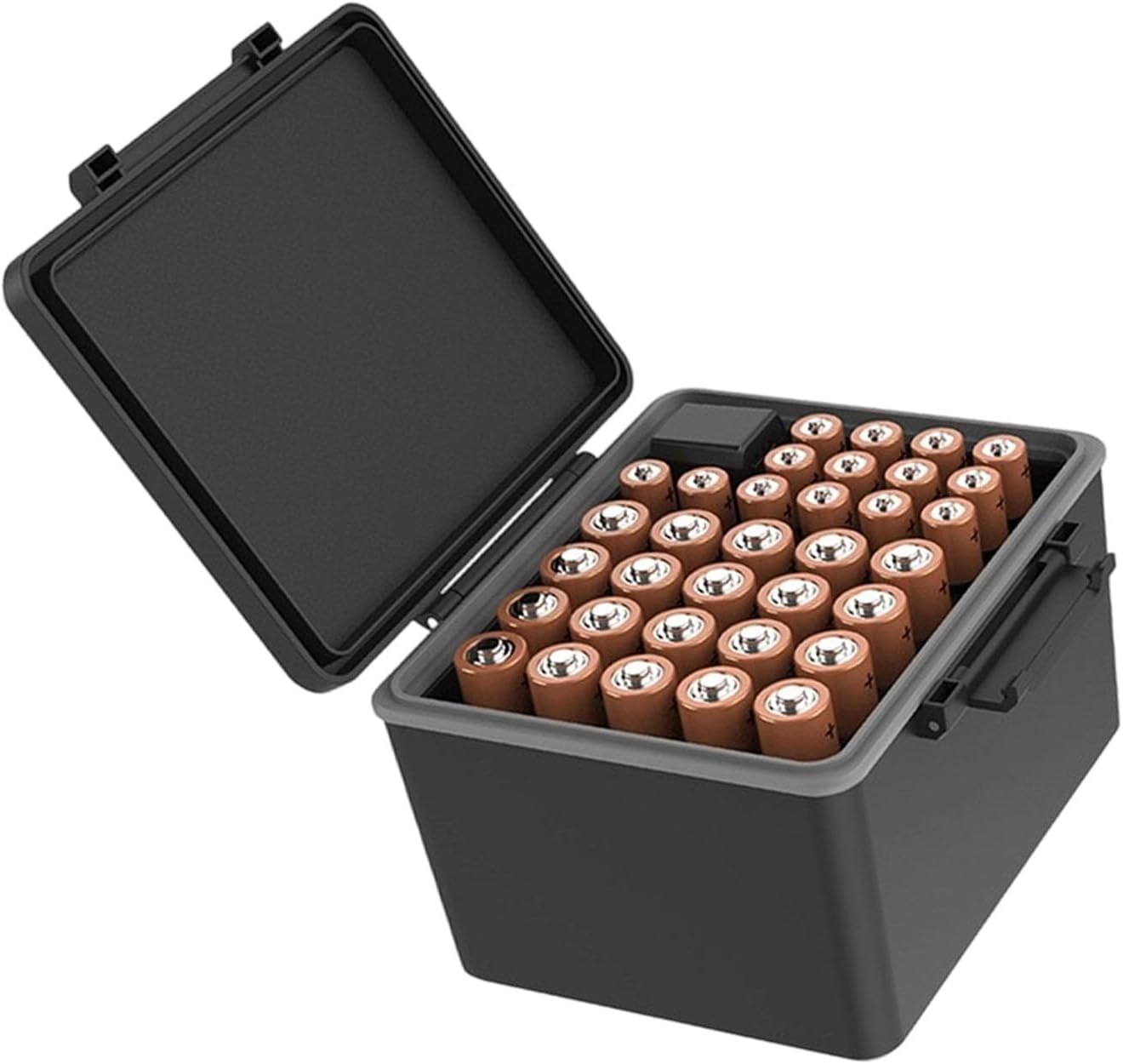 2A 3A Battery Storage Case with Lockable Lid and Builts in Power Tester for Home Camping Travel Battery Organizers