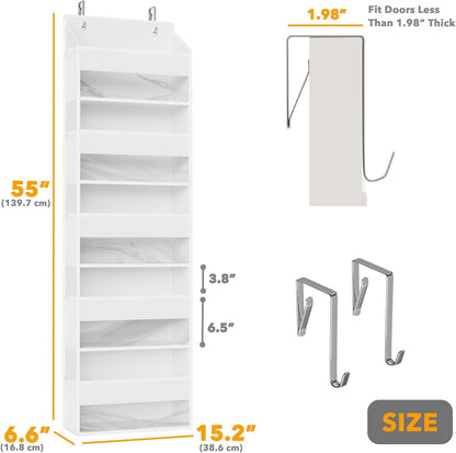 SpaceAid 1 Pack Over The Door Organizer with 5 Large Pockets and 10 Mesh Side Pockets, 5 Layers Door Organizer Hanging with Clear Window for Bedroom, Bathroom, Pantry and Nursery, Gray