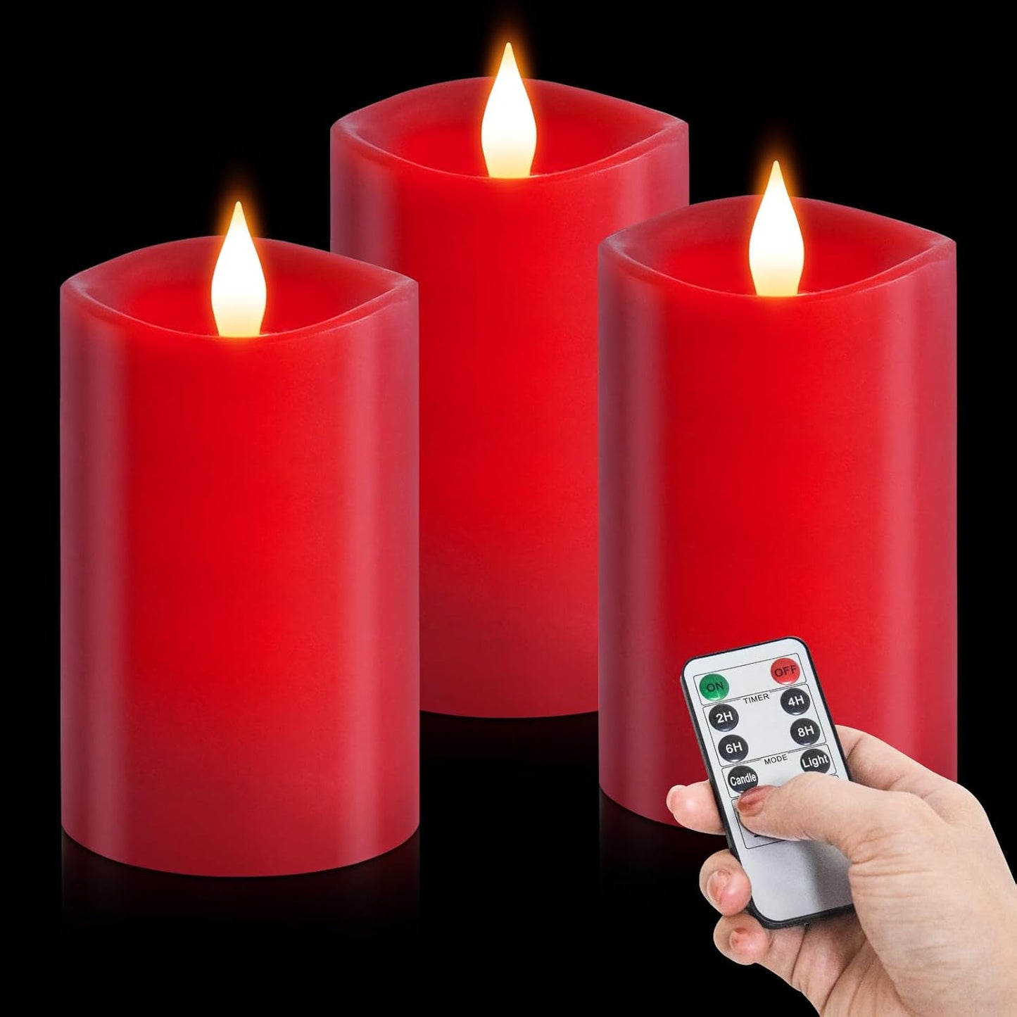 3x4 Flickering Flameless Candles Set of 3,Real Wax Pillar LED Candles,with Timer,4 inch Flameless Candles with Remote,for Party Wedding Holiday Home Decor,Ivory