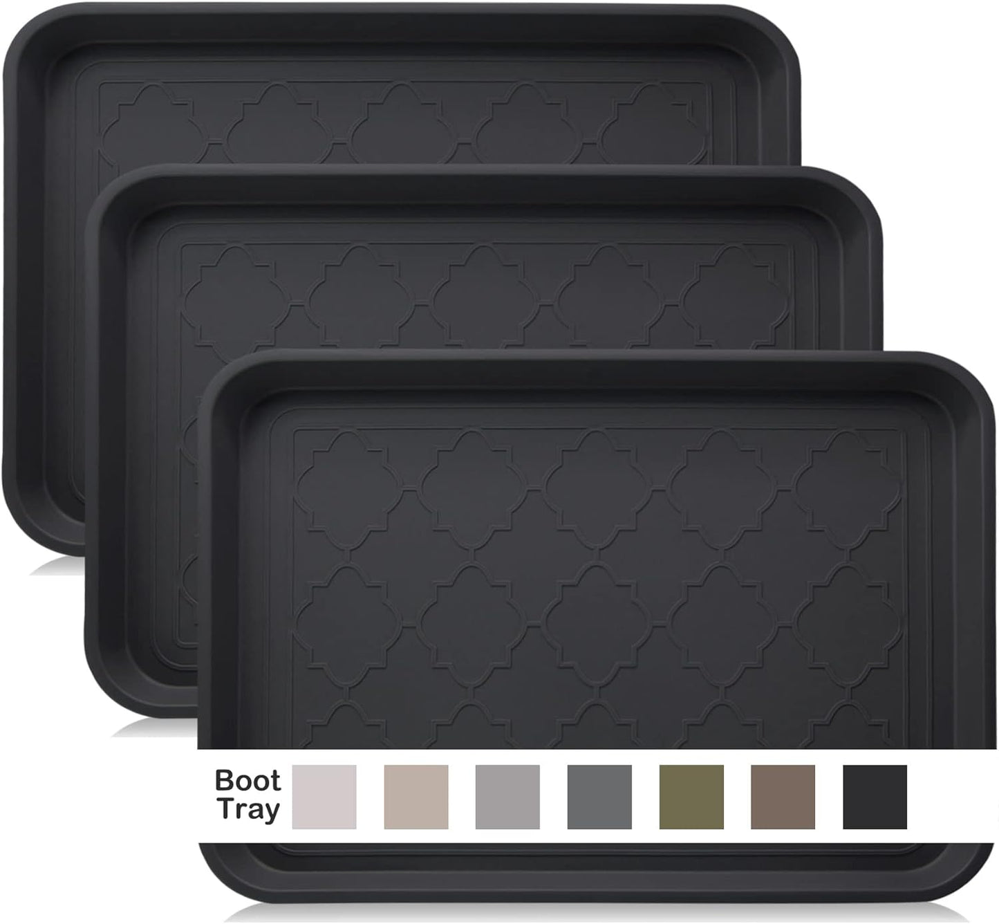 WATANIYA PET Boot Tray for Entryway Indoor, Heavy Duty Shoe Mat Tray 2 Packs, 16.7"x12.8" Waterproof Shoes Trays with Raised Edge, Outdoor Multi-Purpose Mats for Boots, Garden, Pets