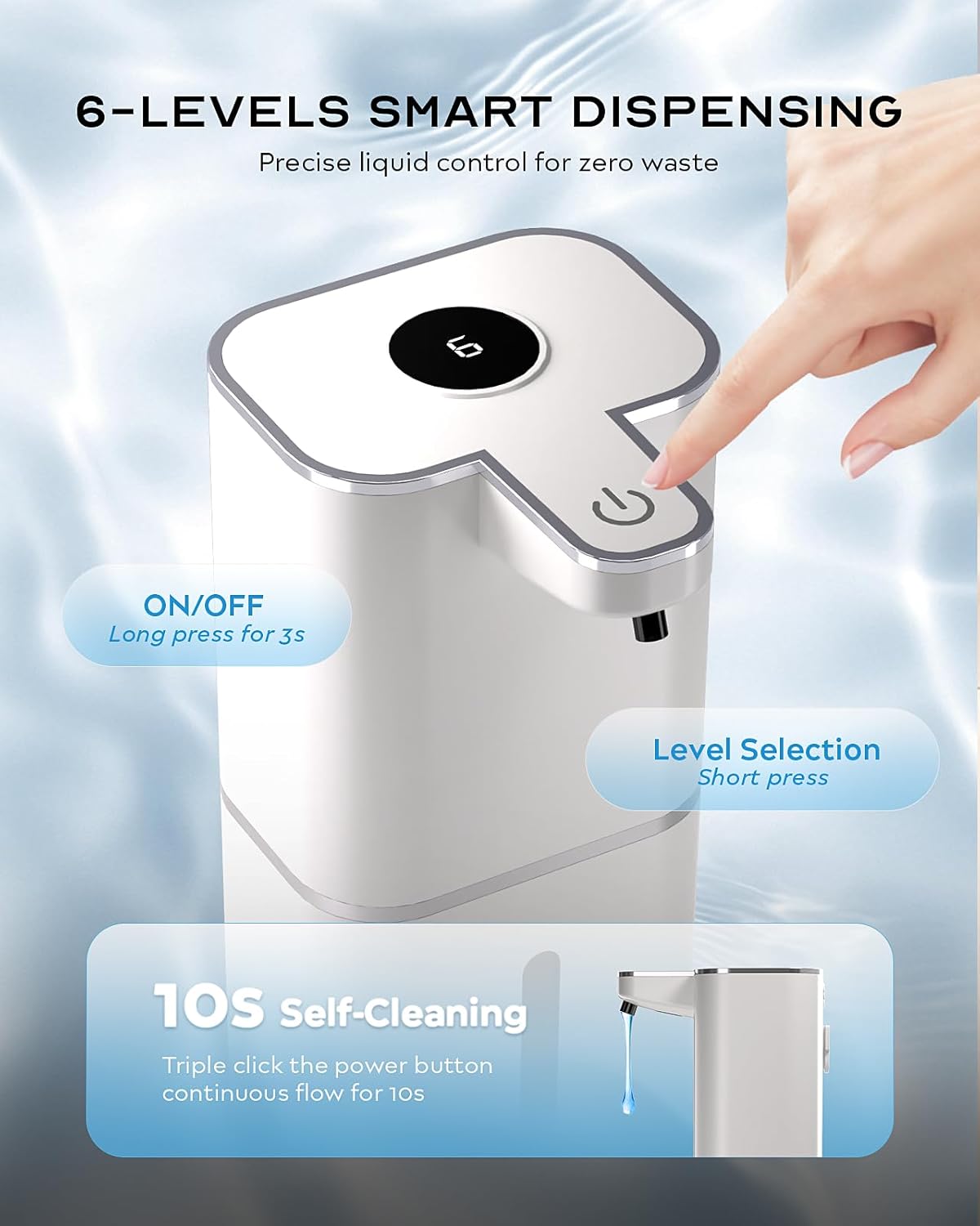Automatic Foaming Soap Dispenser Touchless, 6-Level Adjustable,13.5oz/400ml Rechargeabled Wall Mounted Smart for Bathroom and Kitchen Dish Soap,White
