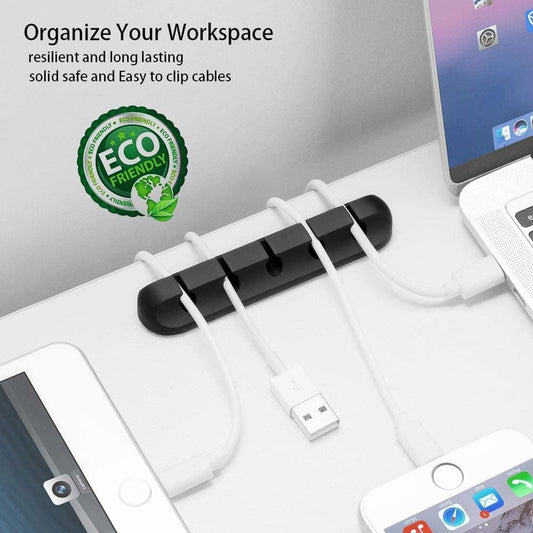 Cord Holder Cable Organizer Clips – Self Adhesive Cord Organizer for Desk, Car, Nightstands, Office, White Silicone Cord Keeper Cable Clips Wire Holders for Phone Charger Cords (7-5-3-1-1 Slots)