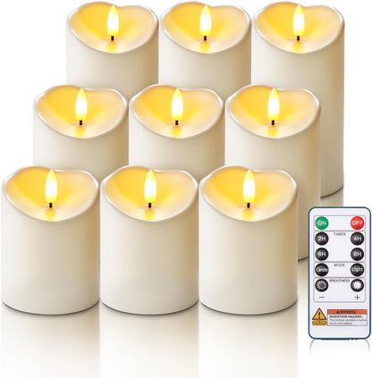 Homemory Dripping Wax Flameless Candles, Battery Operated Candles with Remote Control and Timers, LED Pillar Candles, Electric Fake Candles, 3" x 6", Set of 2