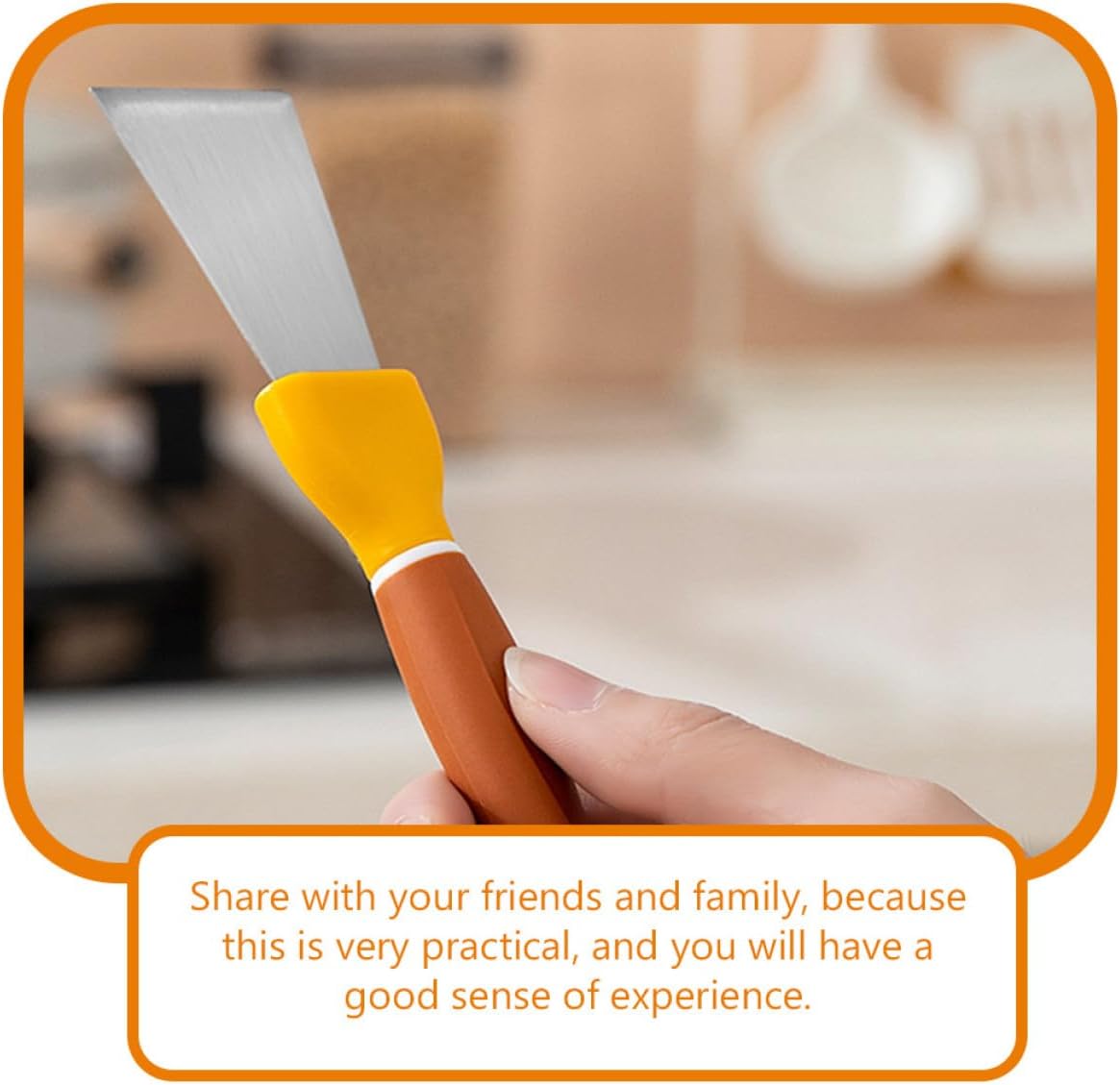 Multipurpose Kitchen Cleaning Brush with Stiff Bristles and Double-Ended Stainless Steel Scraper, Heavy-Duty Stove Cleaner for Gas Burners and Refrigerator Defrosting, Yellow