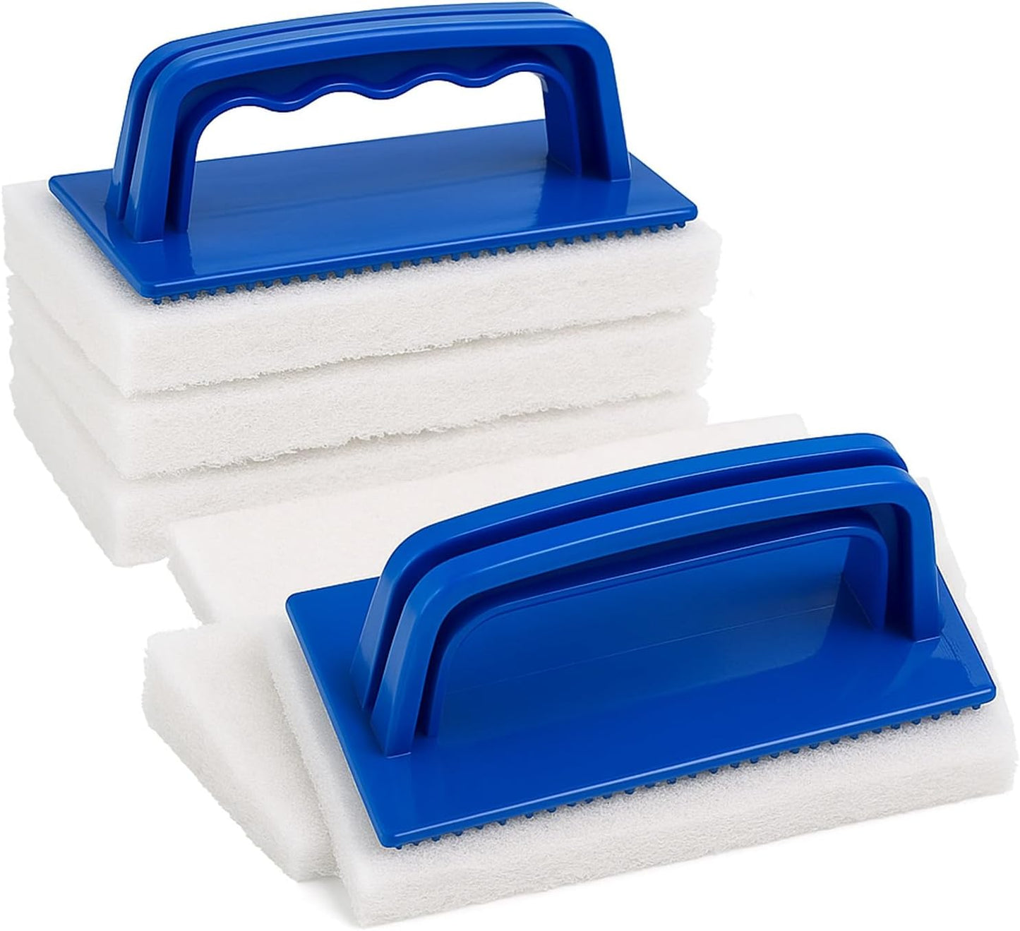 6 Pcs Hand Scrubber, Bathtub Scrubber with Handle, Non-Scratch Bathroom Scrubbing Pads for Cleaning Shower Tile Bathtube Sink Swimming Pool Step & Corner (Black)