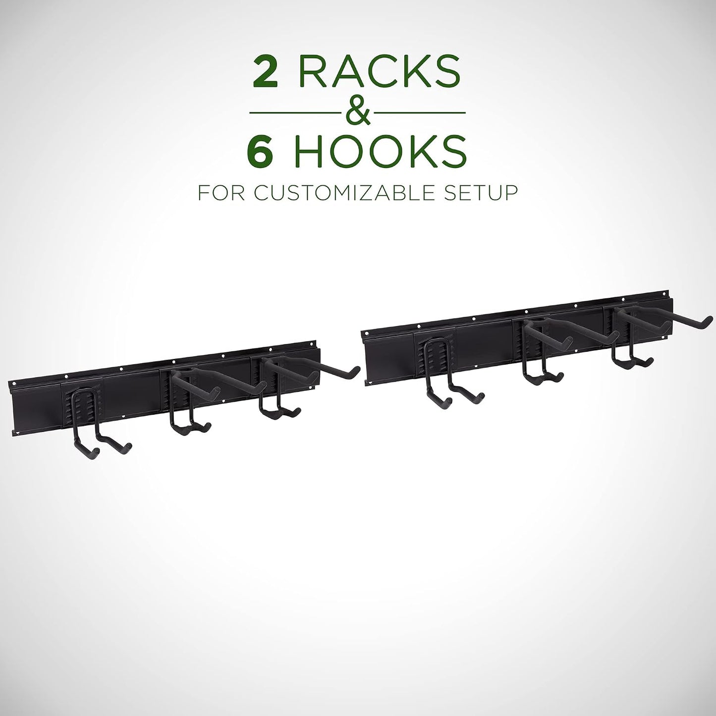 Tool Storage Rack, 8 Piece Garage Organizer, Metal, Wall mounted, Holder for Broom, Mop, Rake Shovel & Tools!