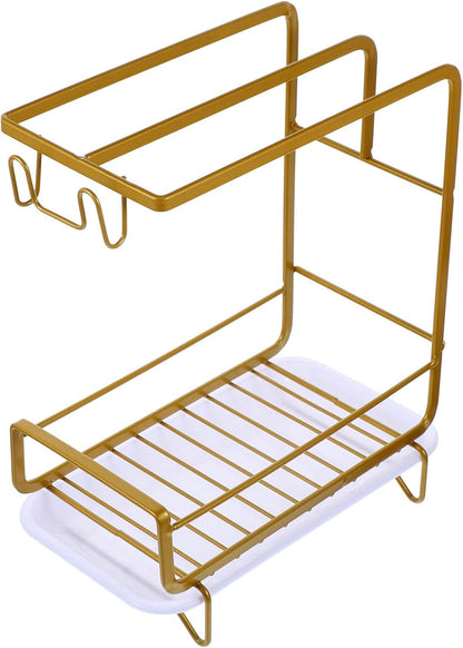 Healeved Multi-Functional Sponge Holder Dishcloth Drying Rack for Kitchen Sink Wall-Mounted Organizer for Wiping Cloth and Cleaning Supplies Space-Saving Storage