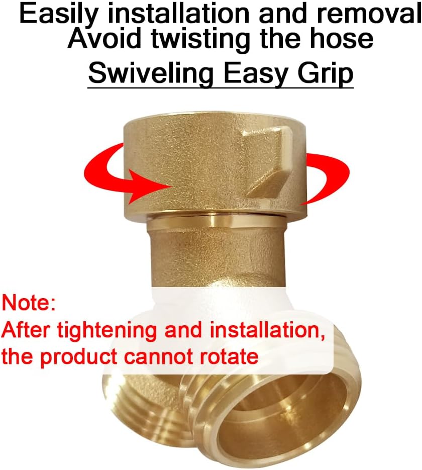 Joywayus 2PCS Brass 3/4" GHT Garden Hose Splitter Body Backyard 2 Way Y Shaped Connector Threaded Pipe Fitting Coupler Adapter with Washer