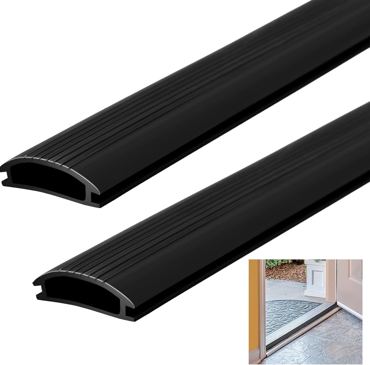 2 Pcs 36 Inch Vinyl Replacement Insert for Adjustable Height Aluminum Thresholds with Seals 1-5/16 x 3/8 Vinyl Replacement Insert for Front Under Door Weather Stripping Seal Exterior (Gray)