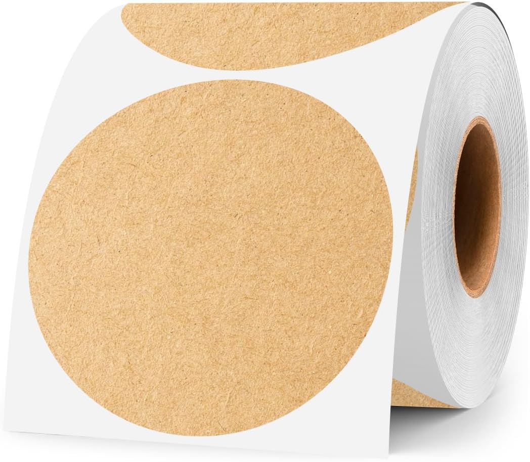 3 Inch White Color Code Dot Stickers,500 PCS Round Labels Stickers in Dispenser Box for Organization, Inventory,Classroom