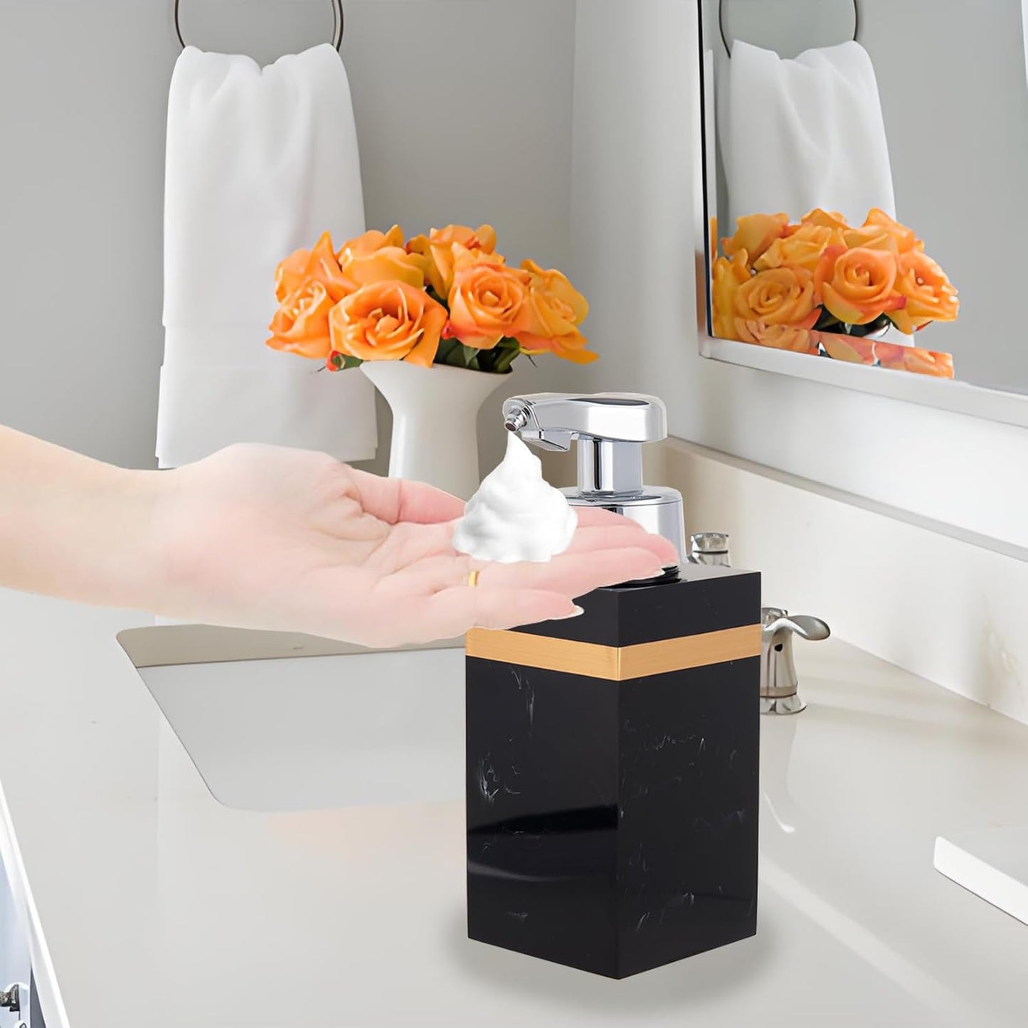 Automatic Soap Dispenser, Touchless Smart Foam Soap Dispenser for Kitchen and Bathroom, USB Rechargeable, 7.6oz/225ml, Hands-Free Dish & Hand Soap Dispenser