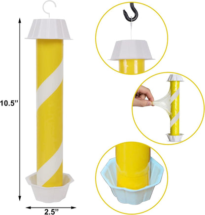 Fly Stick Sticky Fly Traps for Indoors Outdoor 12pk, Sticky Hanging Fly Stick, Flying Insect Trap, wasp Trap（Fluorescent Strip Yellow）