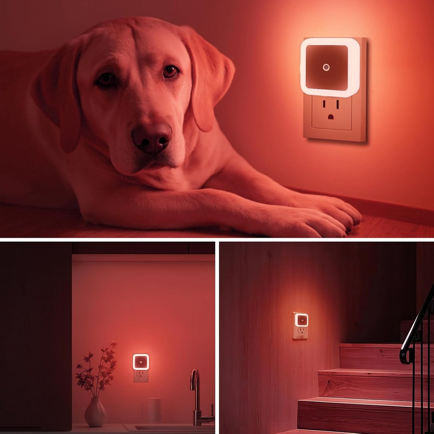 6 Pack Blue LED Night Light Plug in, Dusk to Dawn Sensor Automatic On and Off, Energy Efficient, Soft Glow Kids, Nursery, Bedroom, Bathroom, Hallway, Stairs, Kitchen