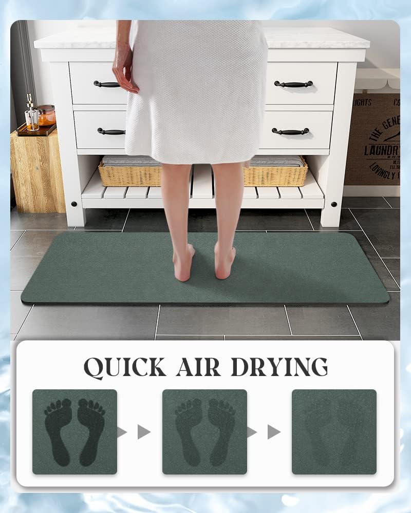 MontVoo -Bath Mat-Rubber Backing Non SlipThin Bathroom Rugs Fit Under Door- Quick Dry Absorbent Faux Suede Surface Grey Bathroom Floor Mats-Shower Rug for in Front of Bathtub Shower Gray 16x24