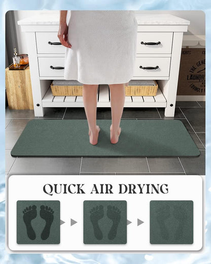 MontVoo -Bath Mat-Rubber Backing Non SlipThin Bathroom Rugs Fit Under Door- Quick Dry Absorbent Faux Suede Surface Grey Bathroom Floor Mats-Shower Rug for in Front of Bathtub Shower Gray 16x24