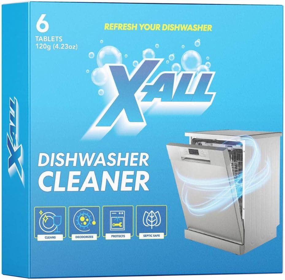 X-ALL Dishwasher Cleaner Tablets – Deep Cleaning Limescale & Mineral Buildup Remover – Helps Reduce Residue, Grease & Hard Water Deposits – Compatible with All Dishwashers