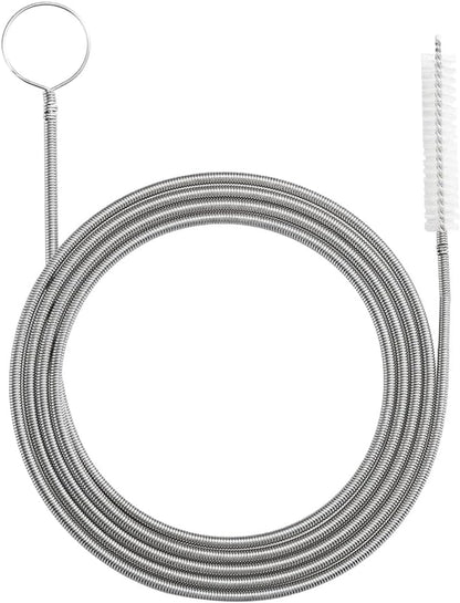 78 Inch Flexible Long Drain Brush, Nylon Stainless Steel Flexible Feeding Tube Cleaning Brush, Double Ended Elastic Slim Hose Pipe Brush Auto Sunroof Drain Hole Cleaner for Car Fridge (Black)