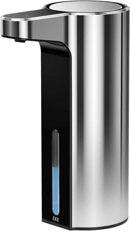 EKO Aroma 9 fl oz Automatic Liquid Soap Dispenser, Rechargeable & Water-Resistant Soap Dispenser for Kitchen and Bathroom with Adjustable Volume Control (Matte Black Steel)
