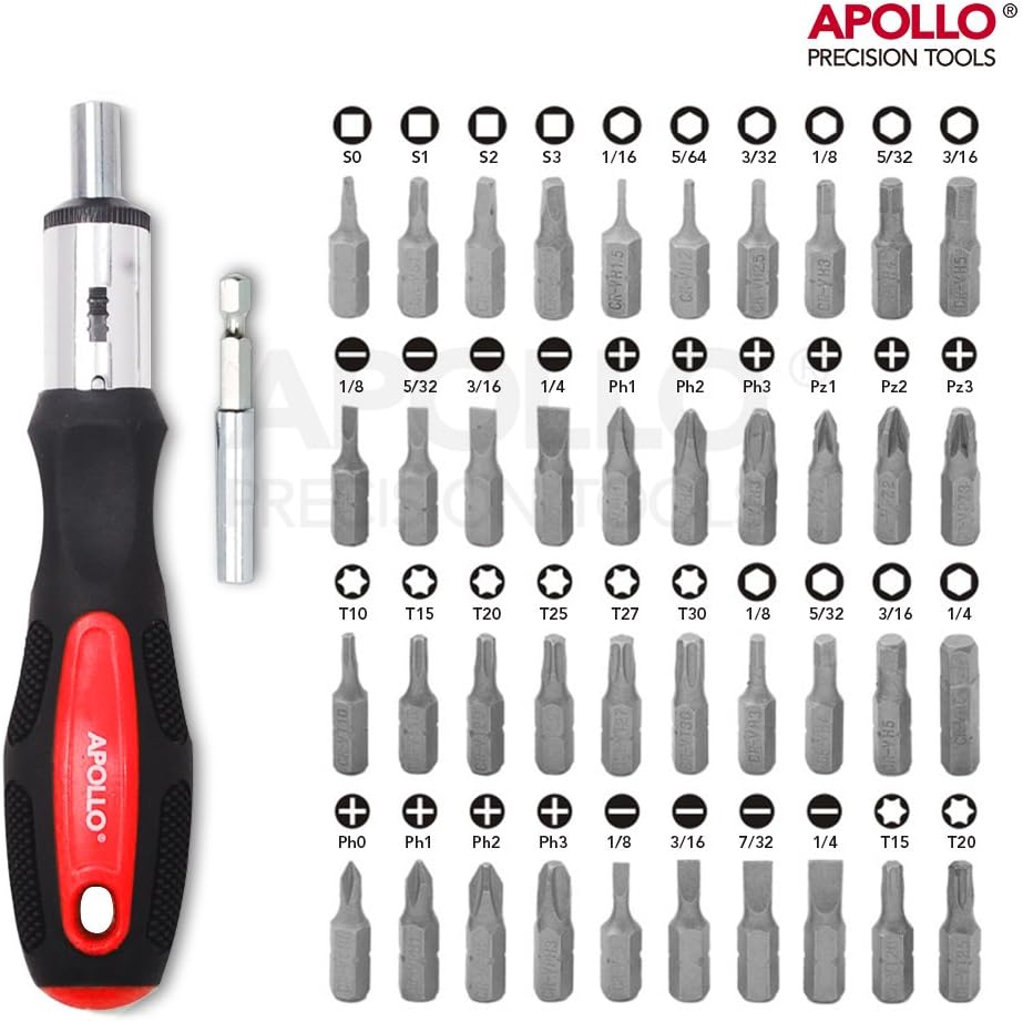 Apollo Tools 71 Piece Complete Household Tool Set with Clamp, Hacksaw, Carpenter Square, Screwdriver and Plier Sets for College, Home Repairs and DIY - Red - DT0204