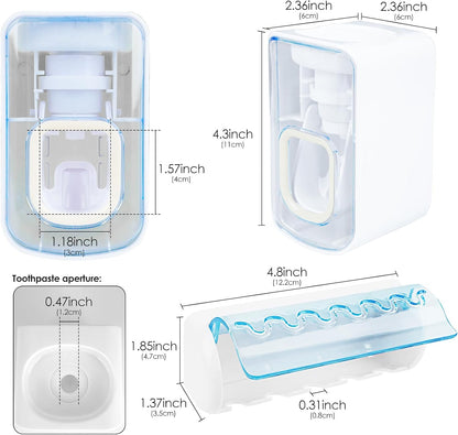 1 PCS Self Adhesive Toothbrush Holder with Cover for Bathroom, 5-Slot Wall Mounted Toothbrush Organizer Rack for Shower, Dorm, Cabinet