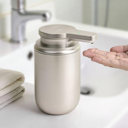 LAOPAO Automatic Soap Dispenser, Foaming Hand Soap Dispenser for Bathroom Kitchen ABS Rechargeable Touchless Hand Soap Pump 10oz, Xmas Gift, Light Silver Plastic