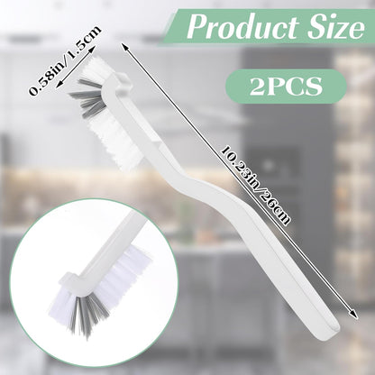 Gjinxi 2Pcs Small Scrub Brushes, Kitchen Scrub Brush with Handle, Right Angle Cleaning Brush, Stiff Bristle Brush for Clean Dish Sink Bathroom Window Track Household Edge Corner Crevice Tile Floor