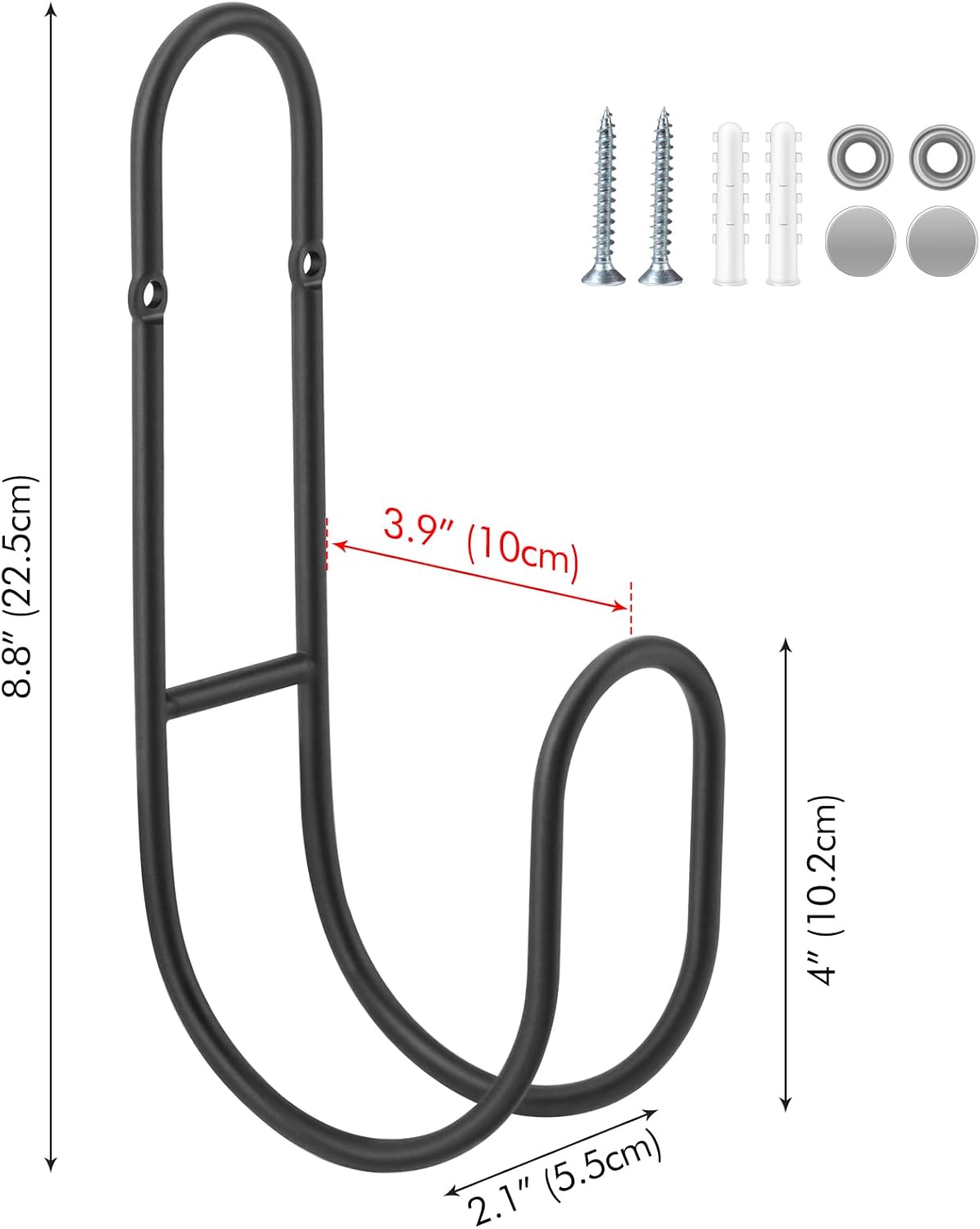 Garden Hose Holder, Wall Mount Water Hose Hanger, Hanging Storage Rack for Garden Hoses, Ropes, Outside Yard (Black)
