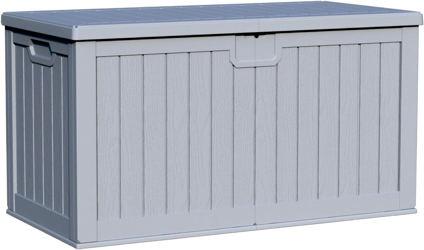 Patiowell 100 Gallon Resin Deck Box, Waterproof Large Outdoor Storage Box for Patio Furniture and Garden Tools, Black