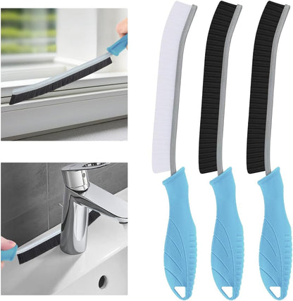 TQRR 3Pcs Hard Bristle Crevice Cleaning Brush, Scrub Brush, Kitchen Sink Cleaning Brush, Grout Brush, Corner Brush Cleaning Tools for Toilet, Bathroom, Gap, Home, Household, Window (3, Black)