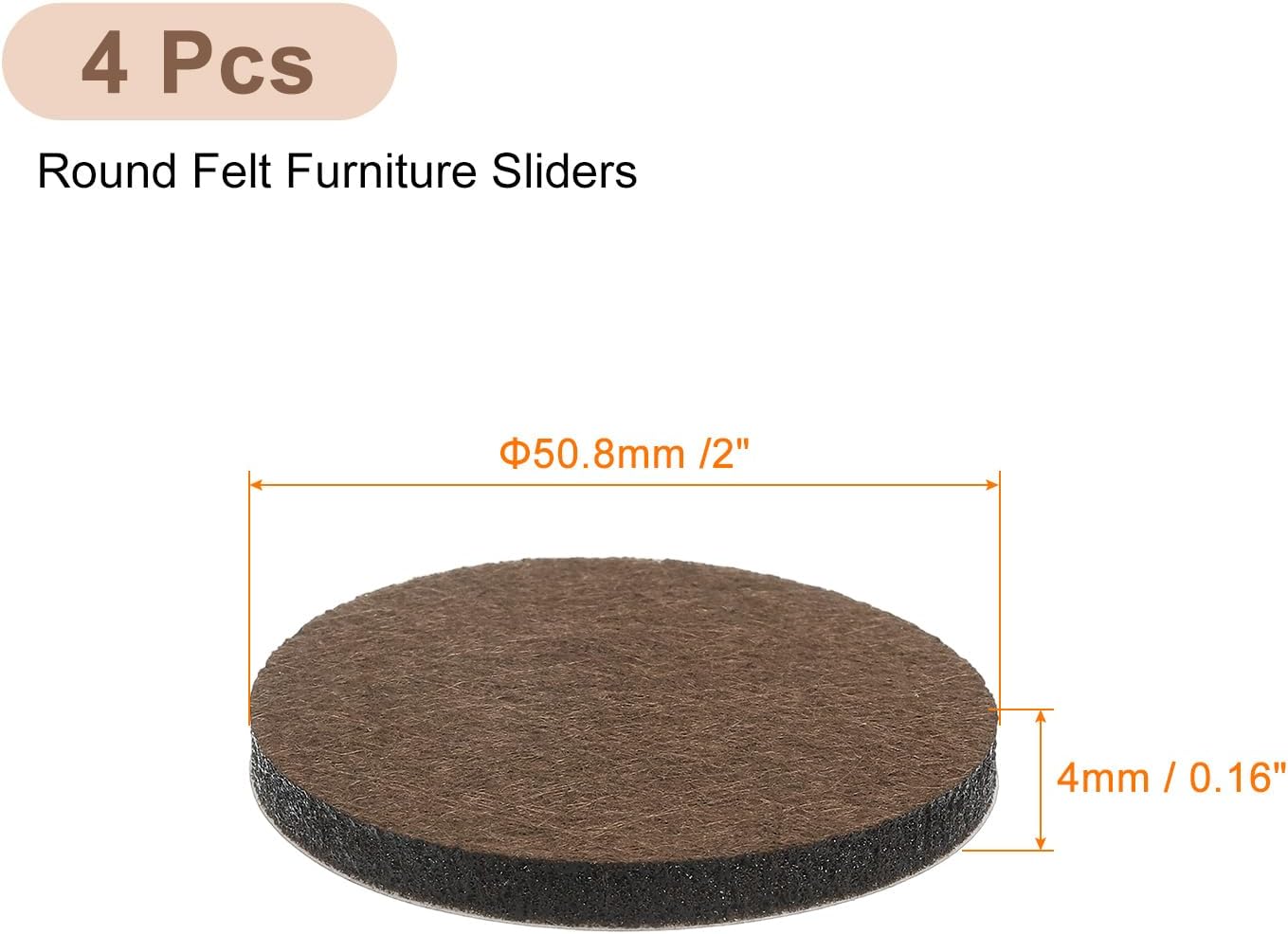 uxcell Furniture Pads, 24Pcs 1.25" - Round Self Adhesive Felt Furniture Pads, Floor Protectors for Furniture Feet Chairs Legs Hardwood Floors (Brown)