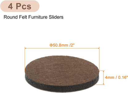 uxcell Furniture Pads, 24Pcs 1.25" - Round Self Adhesive Felt Furniture Pads, Floor Protectors for Furniture Feet Chairs Legs Hardwood Floors (Brown)