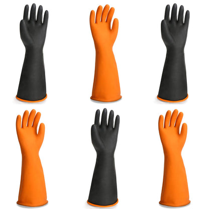 Black Rubber Gloves Extra Large, 22" Long Chemical Resistant Gloves, Waterproof Reusable Dishwashing Household Cleaning Safety Work Heavy Duty Industrial Rubber Glove, 1 Pair XXL