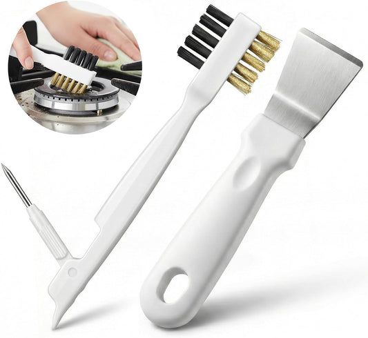 Ymapinc Gas Stove Top Cleaner Set - Kitchen Cleaning Scrub Brush with Cooktop Scraper + Scraper Tool, Household Cleaning Tools & Scrubber for Range Hood Grease Grime