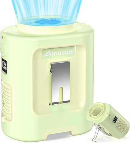 AMACOOL Portable Waist Fan Clip On, MAX 40H Work Time, 10000mAh Rechargeable Wearable Shirt Fan with Light, 16000RPM Powerful 5 Speed Belt Fans Personal Cooling Fans for Outdoor Jobsite Camping Travel