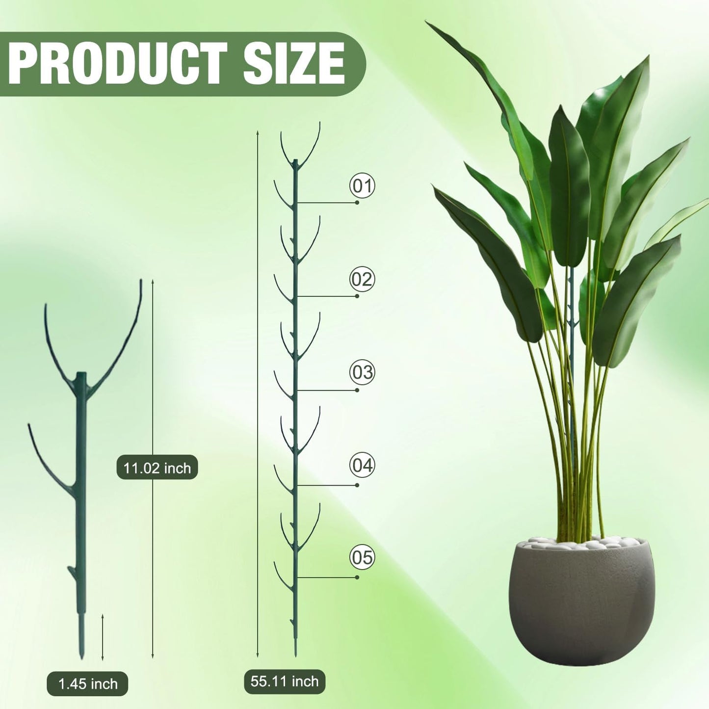 5 Pack Stackable Plant Support Stakes, Stackable Monstera Plant Support Stakes for Indoor Outdoor Plants, Stem Holder Structures Frame, Plant Sticks for Vine Training Stem Stabilization
