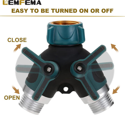 2 Way Garden Hose Splitter, 3/4" Y Garden Hose Connector with Comfortable Rubberized Grip , 2 Faucet Extension Hose spring Protectors and 4 Hose Rubber Washer
