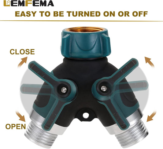 2 Way Garden Hose Splitter, 3/4" Y Garden Hose Connector with Comfortable Rubberized Grip , 2 Faucet Extension Hose spring Protectors and 4 Hose Rubber Washer