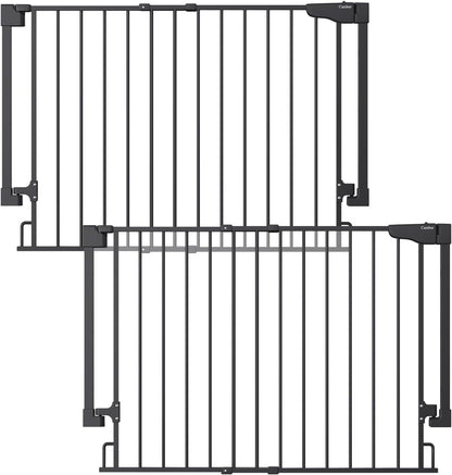 Cumbor 29.2–43" Baby Gate for Stairs, Hardware Mounted (Drill Required), Expandable No Bottom Bar Dog Gate, Auto Close Extra Wide Walk Thru, Pet & Toddler Proof Gate, Top & Bottom of Stairways (White)