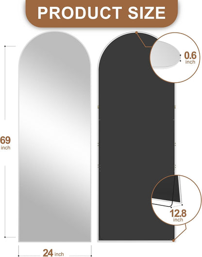 Delma Arched Mirror Full Length,Standing Mirror Full Body,Large Floor with Stand for Wall Entryway Door Bedroom Bathroom Living Room
