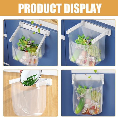 PRETYZOOM Wall Mounted Trash Bag Holder Rack Multi-Functional Foldable Kitchen Garbage Bag Stand Holder for Sink No Drill Installation