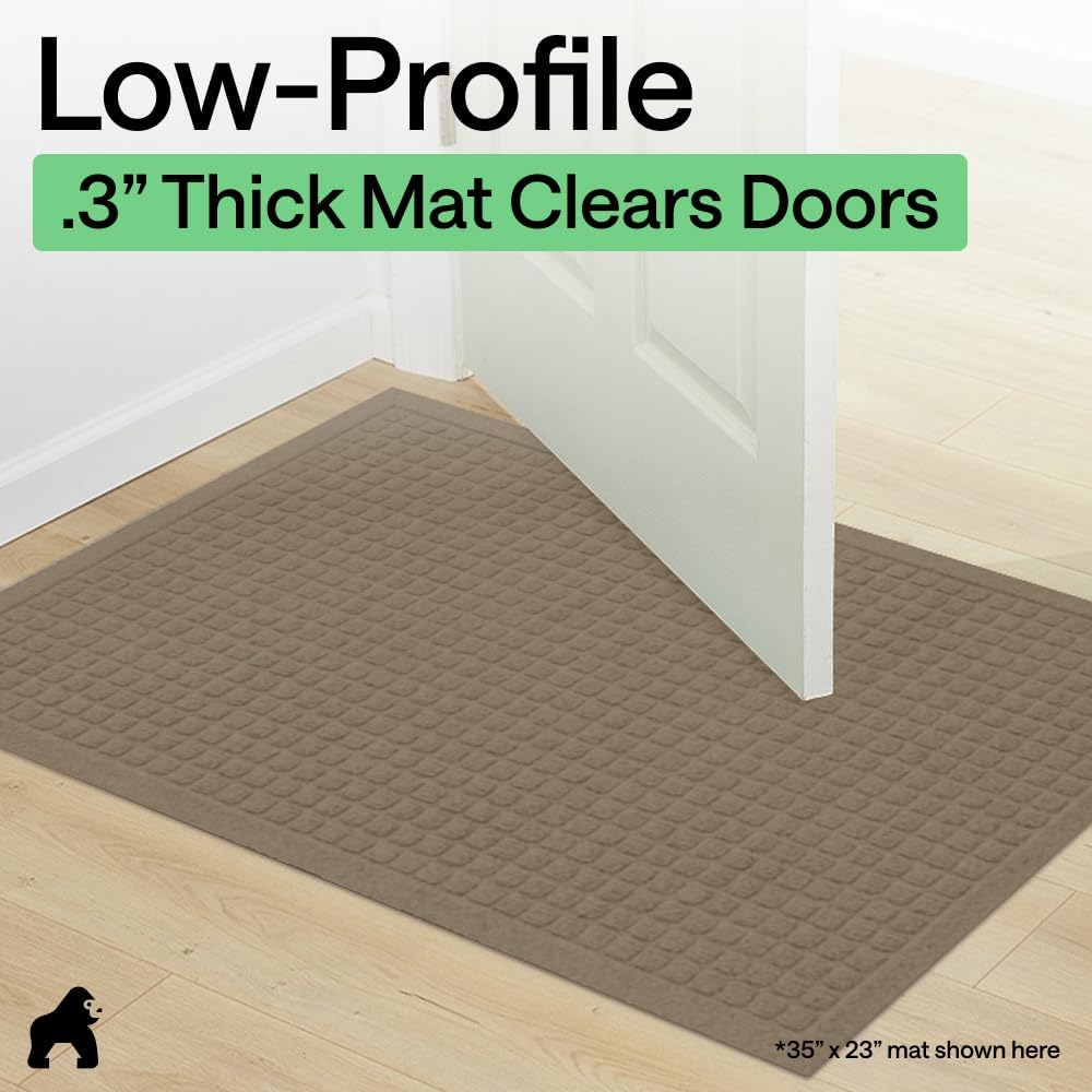 GORILLA GRIP® Ultra Absorbent Front Door Mat Outside Entrance, Traps Dirt and Moisture, HydroABSORB Indoor Outdoor Doormat Holds Up to 1.7 Cups Water, Stain and Fade Resistant Welcome Mat, 29x17 Black