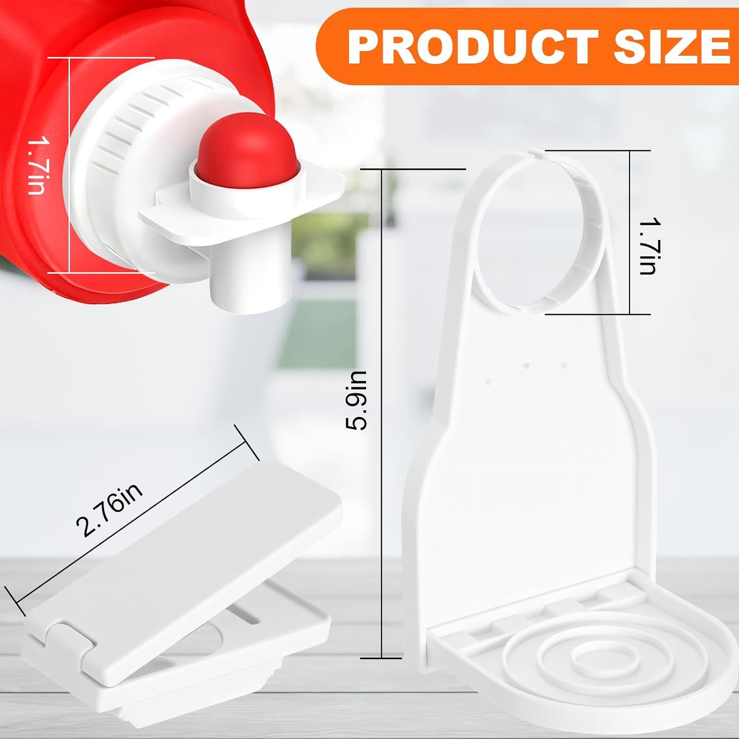 AceOrbit 4 Pack Laundry Detergent Dispenser Cup Holder Nozzle Button Tight on Laundry Bottle Spouts Effort Saving Switch No Leaks or Mess with Detergent Drip Catcher Washroom Organization