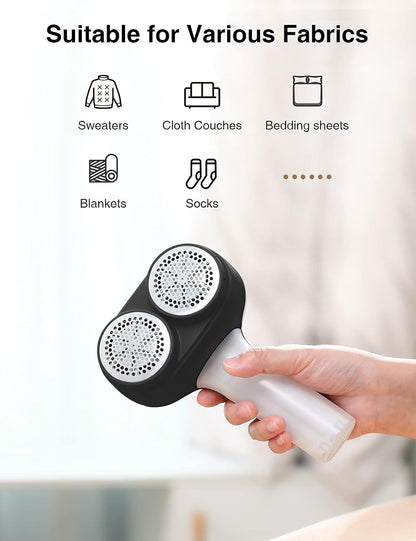 VASSON Fabric Shaver, Electric Lint Remover, Rechargeable Lint Shaver, Sweater Shavers to Remove Pilling, Large Fuzz Remover for Clothes Couch Furniture (Greyish White)