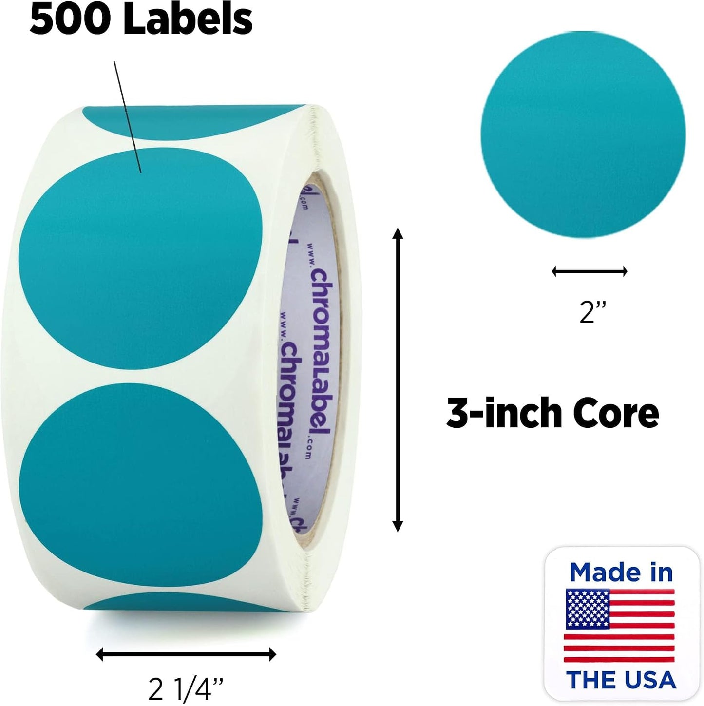 ChromaLabel 2 inch Color-Code Dot Labels | 500/Roll (Yellow)